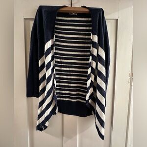 Navy and White Striped Women's Sweater